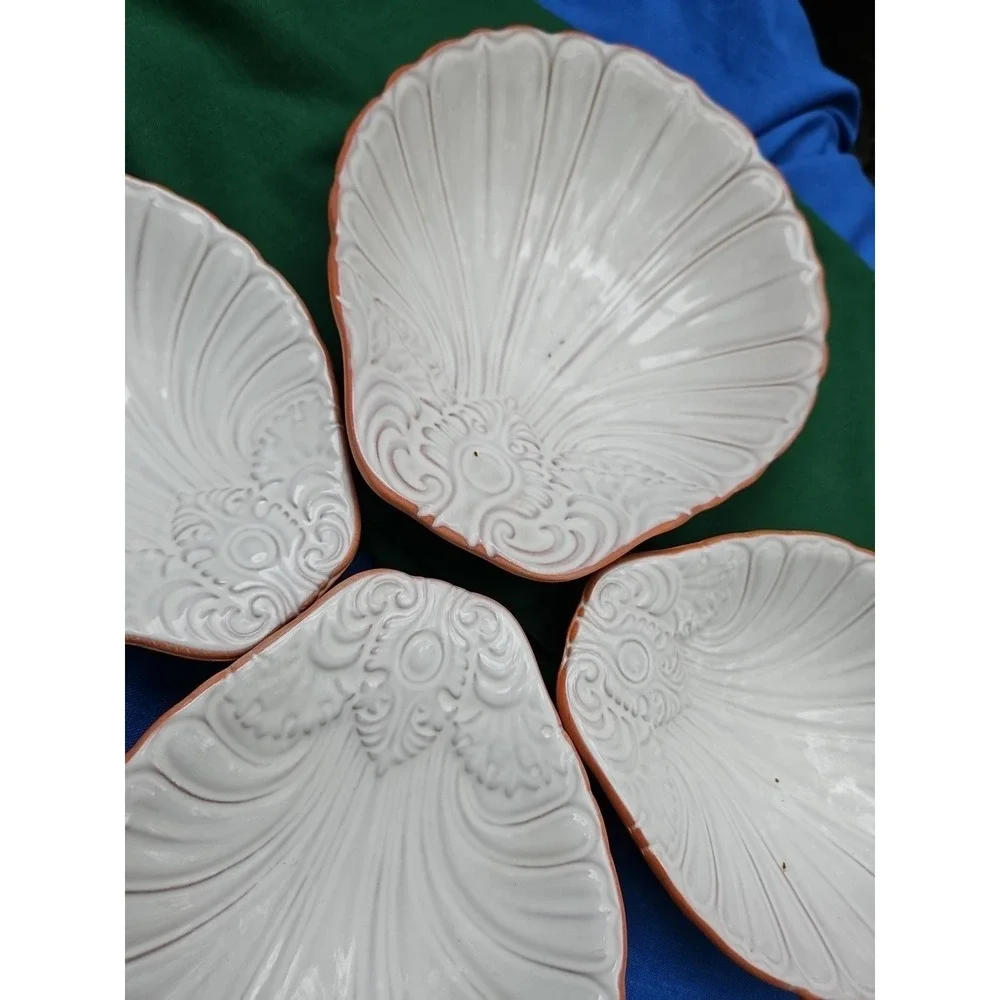 Loneoak &‎ Co Terracotta Shell Serving Bowls Berry Bowls Scalloped Cottagecore
